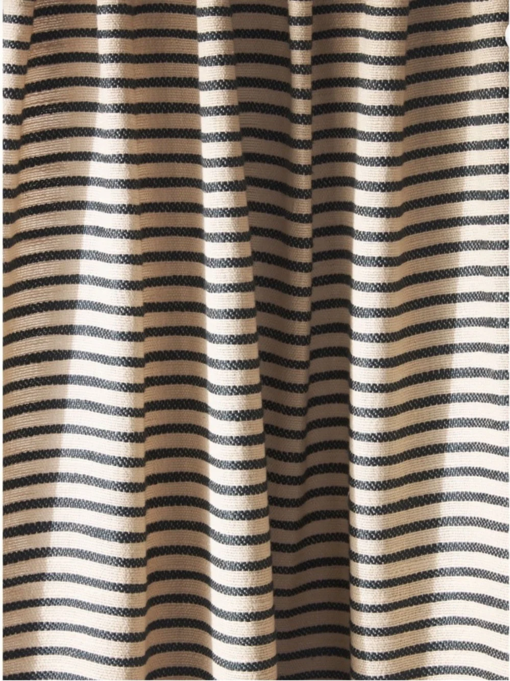 Like new: Anthropologie Natural & Indigo Stripe Luxe Linen-Blend 84” Curtain